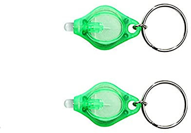 tooloflife 2 PCS Mini LED Llavero Linterna Antorcha Lámpara Rayos ultravioleta Llavero Luces Pasaporte ID Detector de moneda con pilas de botón (41 * 23.5 * 9 mm), verde