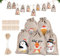 ilauke Geschenktüten für Weihnachten Jute, 25 kleine Beutel mit Kordel + 25 Clips + 10 m Schnur mit weihnachtlichem Druck,verschleißfest und staubdicht für Süßigkeiten und Kekse für Kinder,10 x 15 cm