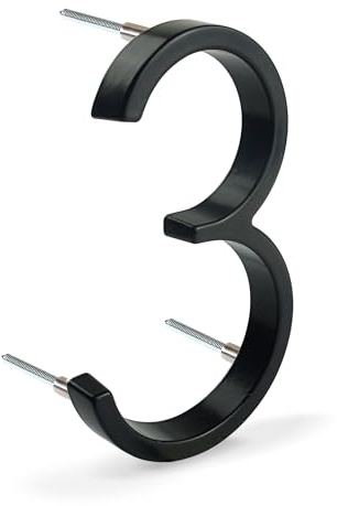 HASWARE 5 inch (12 cm) Floating House Number: Modern Door Numerals - Signage for Street Post Office (Upgraded Black, 3)