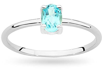 MARKO Weißgold Damen Gold Verlobungsring mit 0,50Ct Topas | 14 Karat Gold (585) | Goldring inklusive Box | Goldring für Frauen (Topas, 51 (16.2))