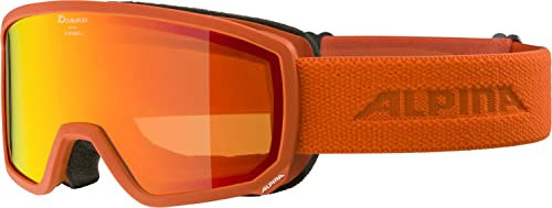ALPINA SCARABEO S Q-LITE - Verspiegelte, Kontrastverstärkende OTG Skibrille Mit 100% UV-Schutz Für Erwachsene, pumpkin matt, One Size