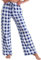 Nanxson Pantalon de pyjama à carreaux pour femme avec cordon de serrage et bas de pyjama doux et léger avec poches(M,bleu blanc tartan)