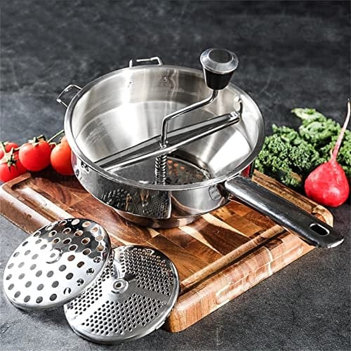 1,9 litros Passiergerät Passiermühle de acero inoxidable Passiersieb para pasar frutas y verduras Passiergerät con 3 Siebeinsatz Molino Prensa