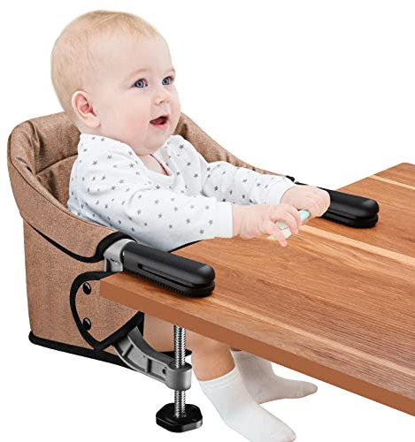 Toogel Hook on Seat Hochstuhl für Babys und Kleinkinder 6-36 Monate, tragbarer und faltbarer Tischstuhl für Zuhause und Reisen, Baby-Fütterstuhl, Aufbau in Sekunden, inklusive Tragetasche (Braun)