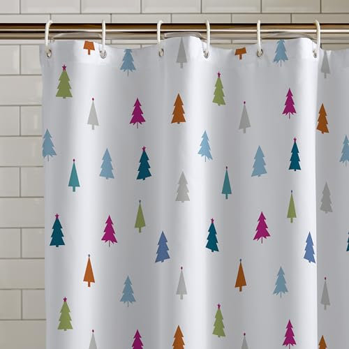 Catherine Lansfield Rideau de Douche Sapin de Noël Blanc 180 x 180 cm