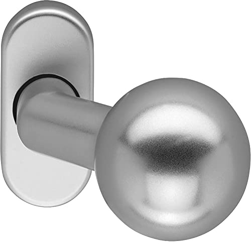 Eco K160 Feuerschutz Türknopf (Türknauf) auf Rosette, Türgriff für Feuerschutztüren, Aluminium silber eloxiert
