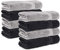 Komfortec 8er Handtücher 50x100 cm Set aus 100% Baumwolle, Frottee, Weich, Schwarz/Silber
