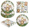 AINIUNIU Juego de Vajilla para Fiesta de Safari, 40 Piezas Vajilla de Fiesta para Niños con Platos de Cumpleaños de Animales Papel Servilletas, Decoraciones Cumpleaños Set para 20 Invitados