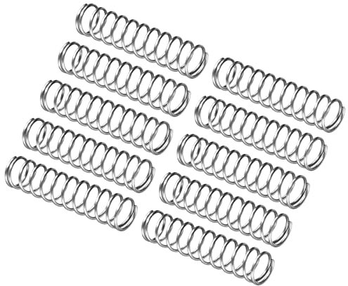 QUARKZMAN Piccolo Compressione Molla x 10pz Molla Acciaio Estensione Molla per Famiglia Applicazioni, [ Argento Tono, 1.2mm Filo Diametro, 12mm OD, 50mm Libero Lunghezza]