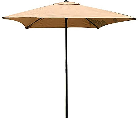 Petit Parasol De Jardin Carré, 1,5m X 1,5m Parasol De Plage Simple, Parasol De Patio Extérieur, Protection UV, Pluie Légère, Avec Manivelle, Tige De Fer Et Nervures, Base Non Compris good