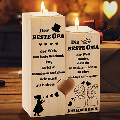 Oma Opa Geschenk Kerzenständer, KAAYEE Herzförmiger Kerzenhalter Ostern Geschenke für Oma Opa, Geburtstagsgeschenk Weihnachtstag Erntedanktag für Großmutter Großvater von Enkel