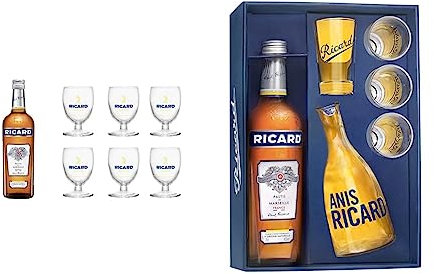 Pack RICARD Pastis de Marseille + 6 verres Apéritif anisé - 45%, 70cl & Coffret RICARD Pastis de Marseille Années 50 Apéritif anisé - 45%, 70cl