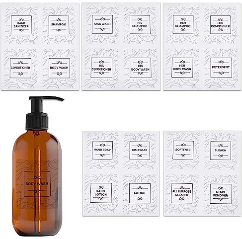 CRASPIRE 20 Uds. Pegatinas Impermeables para Etiquetas de Botellas, Etiqueta Extraíble para Baño, Adhesivo de PVC, Pegatinas Transparentes, Hierba, Baño, Clasificación, Almacenamiento