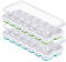 Albert Austin Set of 2 Ice Cube Trays Silicone Trays with Removeable Lid LFGB Certified Space Saving Ice Trays for Freezer Ice Cube Moulds Stackable Ice Trays for Drinks Cocktails (Green, Blue)