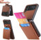 L-FADNUT Kompatibel mit Samsung Galaxy Z Flip 4 Hülle Leder Kartenfächer Handyhülle Magnetisch Ständer Schutzhülle mit Ring Klappbare Case für Samsung Galaxy Z Flip 4 Braun