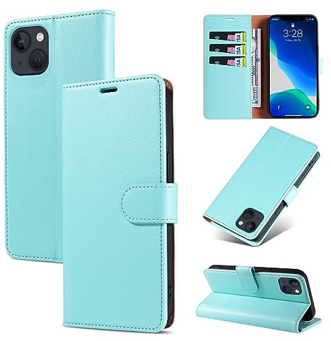Bxithnr® Handyhülle für iPhone 13 Mini Hülle mit [RFID Schutz] Premium PU Leder Klapphülle Brieftasche Kartenfach Ständer Magnet Etui Handytasche Case Schutzhülle für iPhone 13 Mini, Grün
