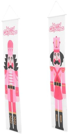 Abaodam 1 Pair Nutcracker Door Curtain Nutcracker Themed Couplet Xmas Welcome Banner Holiday nutcracker bunting outdoor christmas decorations Hanging Door Couplets printing Pongee makeup