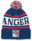 AMERICAN NEEDLE NHL National Hockey League Team Pillow Line Knit Beanie Cap, New York Rangers (Königsblau/Elfenbein/Rot), Einheitsgr��e