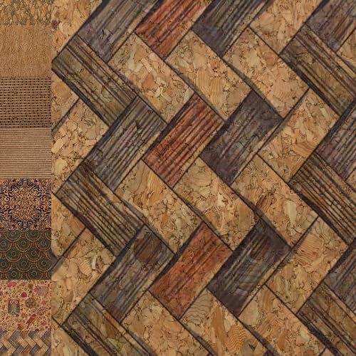 MAGAM-Stoffe Kork Stoff zum nähen Basteln Möbel bedruckt gold natur Meterware 50cm (Parkett)