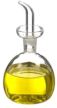 LEKE GO Aceitera de Cristal antigoteo Redonda para Mesa Cocina 250 ml (Redonda 250 ml)