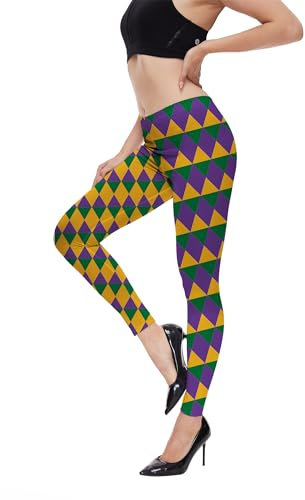 Damen Mardi Gras Lustige Grafik Gedruckt Karneval Fat Tuesday Stretchy Skinny Tights Leggings Mardi Gras M, Mardi Gras, M