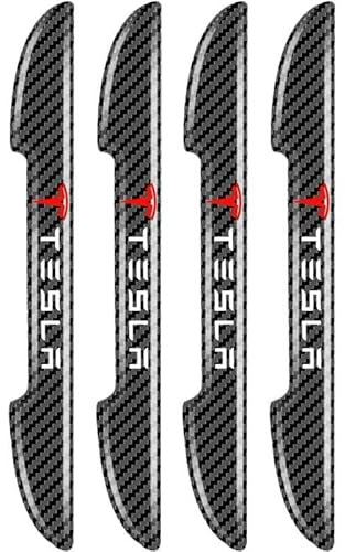 ZELLYA 4 Pcs Car Door Edge Protector, For Tesla Model 3/4/5/6, Black Rubber Silicone, Silver Finish, Door Surface