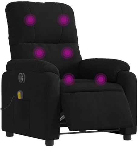 vidaXL Massagesessel, Sessel Elektrisch, Relaxsessel mit Liegefunktion Vibrationsfunktion, Fernsehsessel Liegesessel, Schwarz Mikrofasergewebe