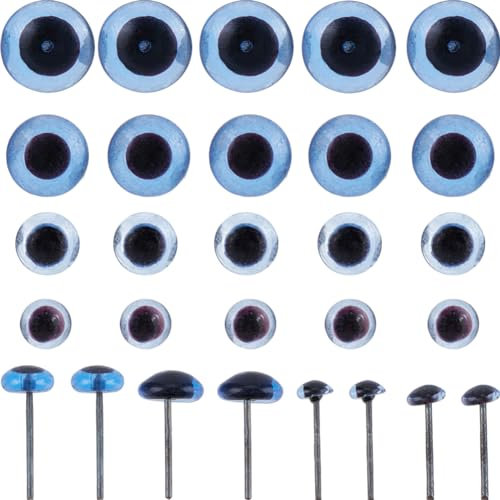 GORGECRAFT 80 pièces 4 tailles D'Yeux en Verre Bleu 4/5/6/7mm Mini Aiguille en Verre pour Feutrage en Laine Accessoires de Bricolage pour Travaux Manuels Ours en Peluche Marionnettes Poupées D'Animaux