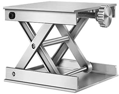 Scherenheber, 3,5 x 3,5 Zoll, 60 kg/132,3 lb Tragfähigkeit, Hebeplattform aus Aluminiumlegierung, Labor-Stützheber, verstellbare Oberfräsen-Stützplattform 2–8 cm/0,8–3,1 Zoll