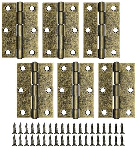 MABAHON 6PCS Türscharniere 75 mm Metall-Scharniere Klappscharniere Schranktürscharniere mit Schrauben für Heimmöbel,Schrank-Türen Holztürscharniere (Farbe Bronze)