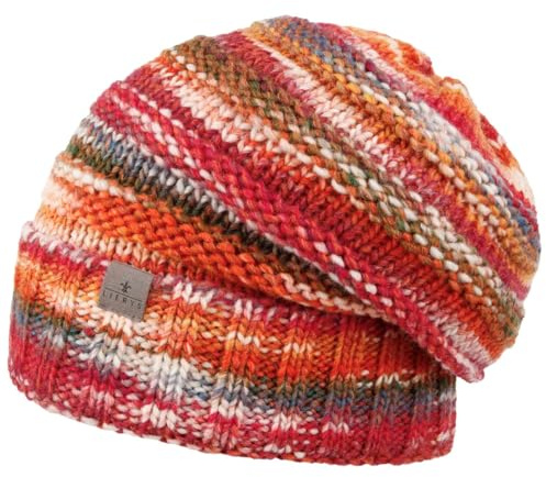 LIERYS Bernardo Oversize Umschlagmütze Winter-Beanie Fleece Schurwollgemisch Unisex Made in Germany Herbst Winter orange One Size