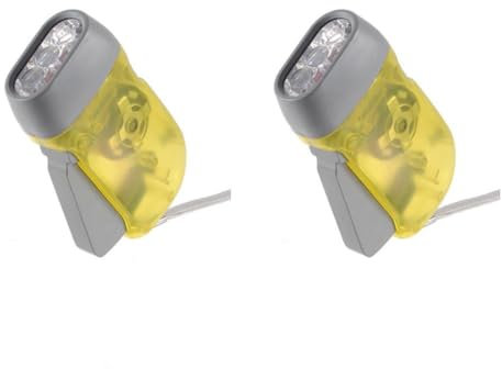 Mini 3 LED Hand Drücken Aufzieh-Taschenlampe Taschenlampe Licht Dynamo Kurbel Power Handpresse Kurbel Camping Lampe Licht für Outdoor Zuhause (Farbe: 2 Stück Gelb)