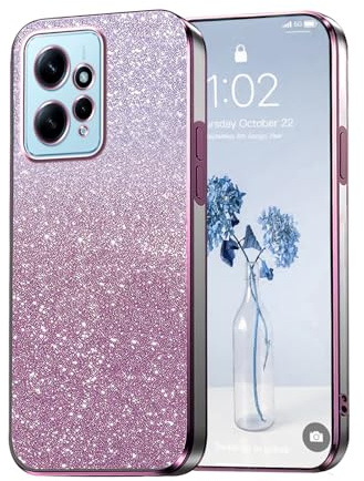 PanXCase Funda Purpurina para Xiaomi Redmi Note 12 4G | Carcasa Transparente Glitter Mujer, Capa Diseño Elegante Brillante, Femenina Ultra Delgado Antigolpes Case, Pink