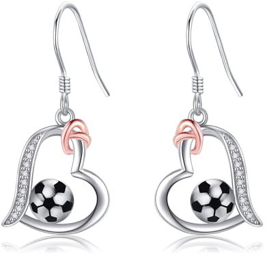 DAYLINLOVE Fußball Ohrringe 925 Sterling Silber Fußball baumeln Tropfen Ohrringe Fußball Schmuck Geschenk für Frauen Mädchen Damen