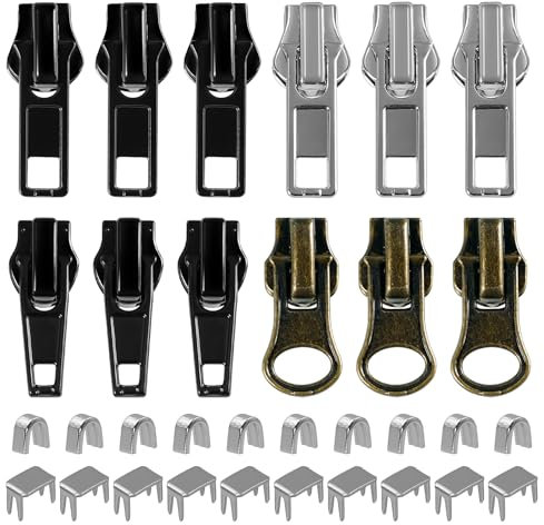 Zip Repair Kit, 57 Pcs Metal Zipper Pull Replacement, Universal Zip Fixer & Zipper Slider Replacement, Zip Puller Accessories for Jackets, Coats, Jeans, Luggage, Backpacks, Crafts