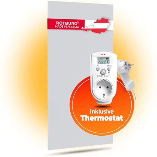 ROTBURG Infrarotheizung Mit Thermostat - Geräuschlose Wandheizung für 20-30qm - Wärmende Infrarot Heizung - Deckenmontage Geeignet