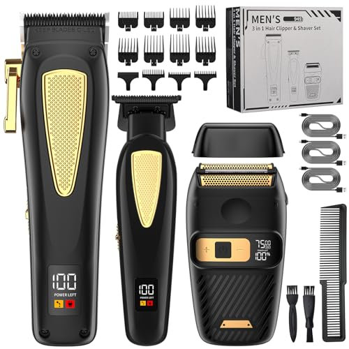 Suttik Professionelle 3 IN 1 Haarschneider und Trimmer Set Männer Elektrischer Rasierer Rasierapparat Bartschneider Wiederaufladbare Barbierschere Haarschneideset Geschenke für ihn, für Friseure