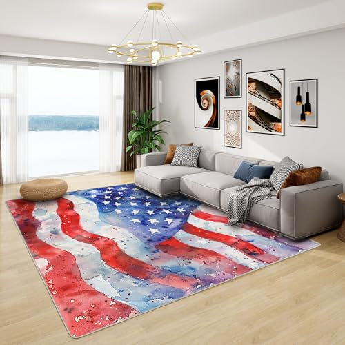 Amerikanische Flagge Teppich - Teppich Wohnzimmer Schlafzimmer Usa Flagge, Großer Teppich Amerika Flagge, Weich Kurzflor & Waschbar & rutschfest Wohnzimmerteppich, Kinderteppich, 120x180 cm