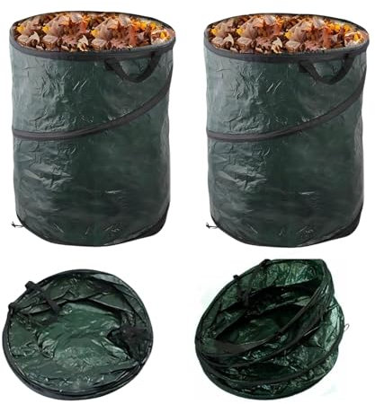 ADEPTNA Large 120L Heavy Duty Pop-Up Garden Waste Bag with Handles - Reusable & Strong Refuse/Rubbish Sack for Garden Clean up (PACK OF 2)