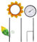 Solar Gartenthermometer Außenthermometer, Außenthermometer Für Terrasse, Dekoratives Thermometer Für Außen, Sonnenblume Metall Pfahl Thermometer, Gartenstäbe Metall Deko Für Rasen