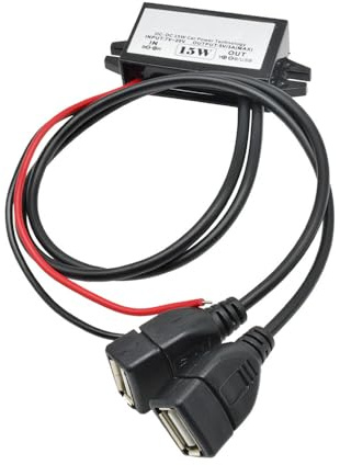 Laroal Convertidor de potencia para automóvil de 12 V a 5 V, adaptador USB con puerto USB dual, módulo convertidor reductor de CC de 3 A y 15 W