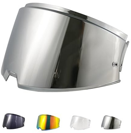 Helmvisier für FF906 Advant Flip Up Helmet,Motorradhelm Visier,Motorrad Windschutz Helm Objektiv Visier,Ersatz Helmvisier Helm Zubehör (Chrom Silber)