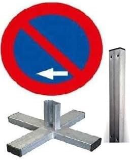 FERRETELIX® Panneau Métallique R-308g Stationnement Interdit à Gauche avec Poteau 1,5 m et Support