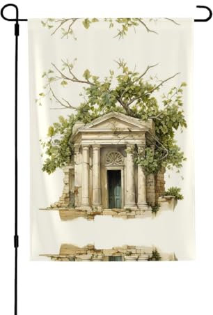 Bandiera antica con ramo di ulivo romano e giardino greco su entrambi i lati, bandiera premium 71,1 x 101,6 cm per decorazioni da giardino e patio