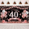 40.Geburtstag Banner Roségold Schwarz Deko 40. Geburtstag Frauen 40 Hintergrund Banner 40 Jahre geburtstagsbanner für 40 Frauen Geburtstag Party Deko