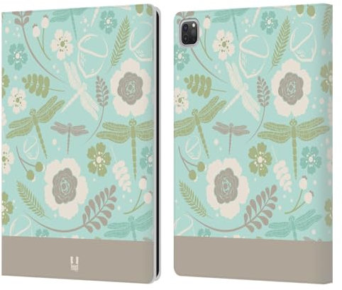 Head Case Designs Turchese Pallido Libellula Custodia Portafoglio in Pelle Compatibile con Apple iPad PRO 12.9 2020/2021/2022