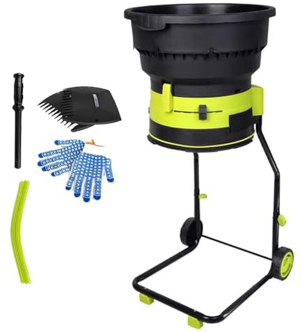 Trituratore Foglie da Giardino 2500W, Biotrituratore Elettrico 8000RPM, Mulcher con Rapporto 17:1, Hopper Grande, Ruote Resistenti, Sacco Raccoglitore e Protezione Termica(Powercordx20m)