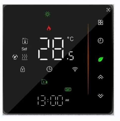 Digital Wireless Thermostat, Programmable WiFi Thermostat for Tuya Water Floor Heating APP Controlled Electric Fireplace Timer Switch(GA-Black)