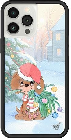 Wildflower Hüllen - Kompatibel mit iPhone 13 Pro Max | Schützender schwarzer Bumper, 4ft Sturztest-zertifiziert, von Frauen geführtes kleines Unternehmen | Weihnachtszeit Geschenk Hund Weihnachtsmann