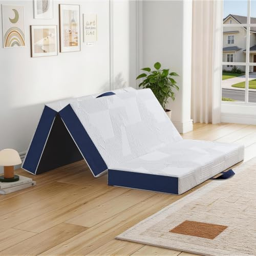 Hiimgo Folding Mattress,Double Memory Foam Trifold Mattress,135x190x15cm | Carry Handles, Portable Memory Foam, Trifold, For Travel, Camping, Guests & Small Spaces